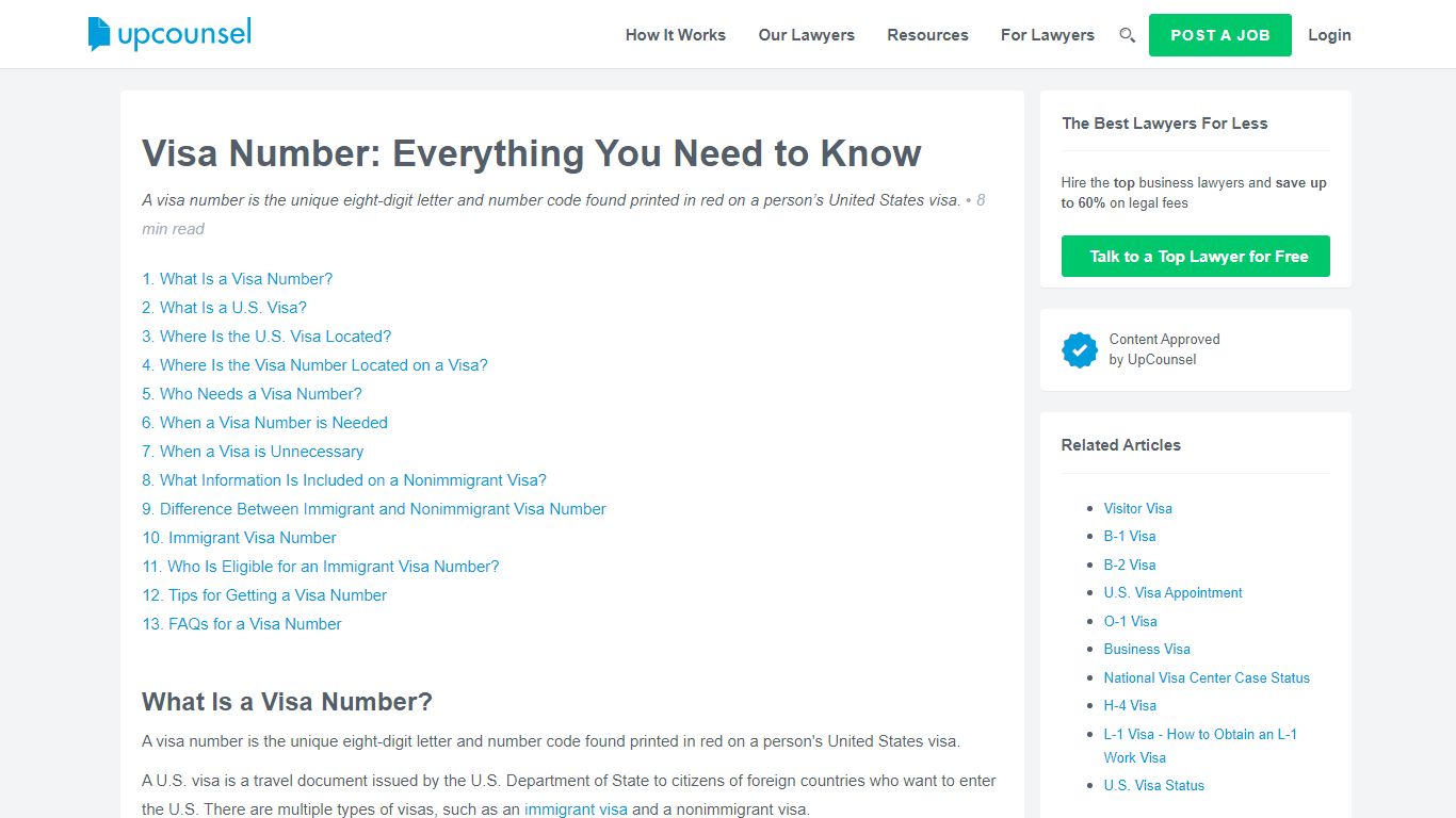 Visa Number | UpCounsel 2022